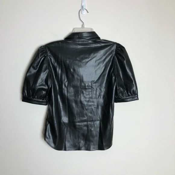 BB Dakota Puff Sleeve Leather Tuxedo Top XS - Picture 10 of 10